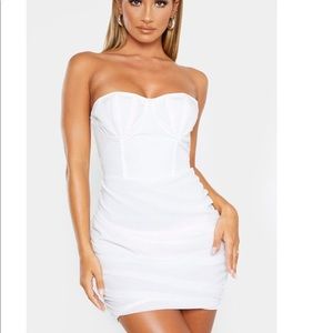 White bandeau banded mini dress